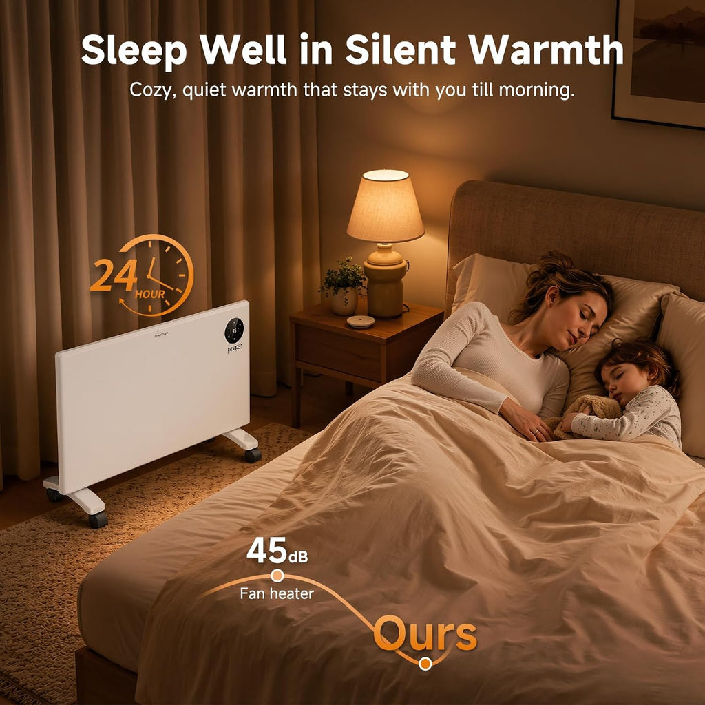Pasapair 1500W Smart Quiet Convection Panel Heater, WiFi & Alexa, 24H Timer
