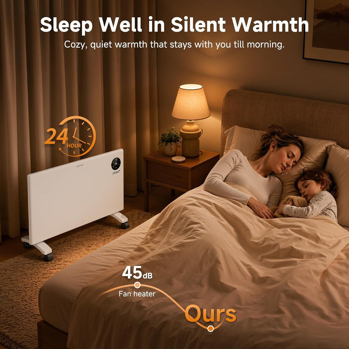 Pasapair 1500W Smart Quiet Convection Panel Heater, WiFi & Alexa, 24H Timer