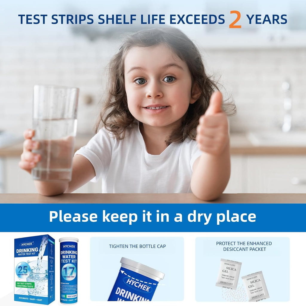 25 in 1 Home Drinking Water Test Kit, 165 Strips + 2 Bacteria Tests
