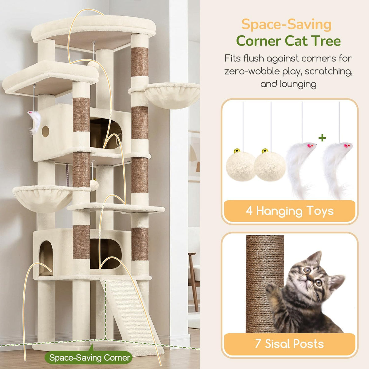 Globlazer 80in Tall Extra Large Heavy Duty Corner Cat Tree Tower, S80C