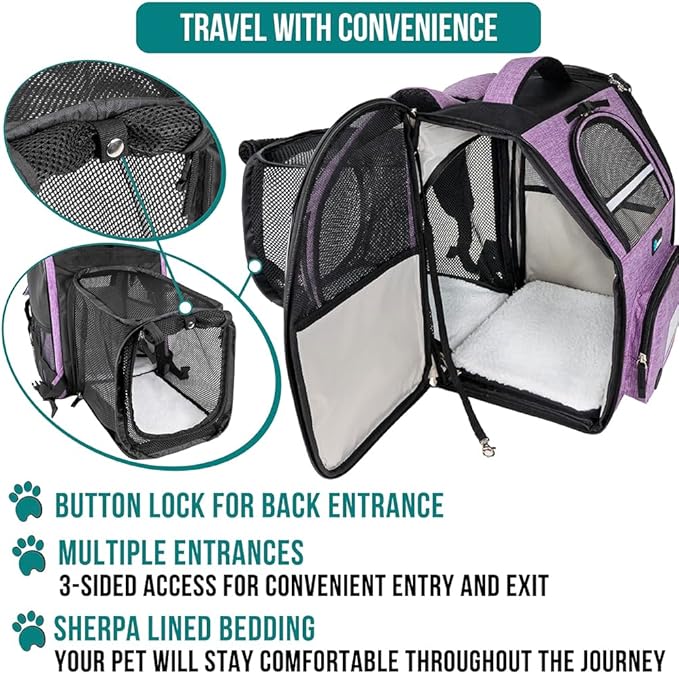 PetAmi Dog Cat Backpack Carrier, Expandable Pet Carrier Backpack - Image 4