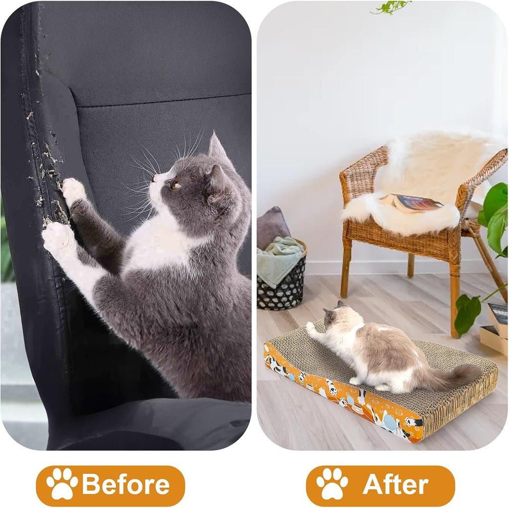 Nicunom 2 Pack Cat Scratching Pads, Curved Cat Scratcher Cardboard, Reversible Cat Scratch Board for Furniture Protection, Cat Scratcher Lounge Couch Bed for Indoor Cats