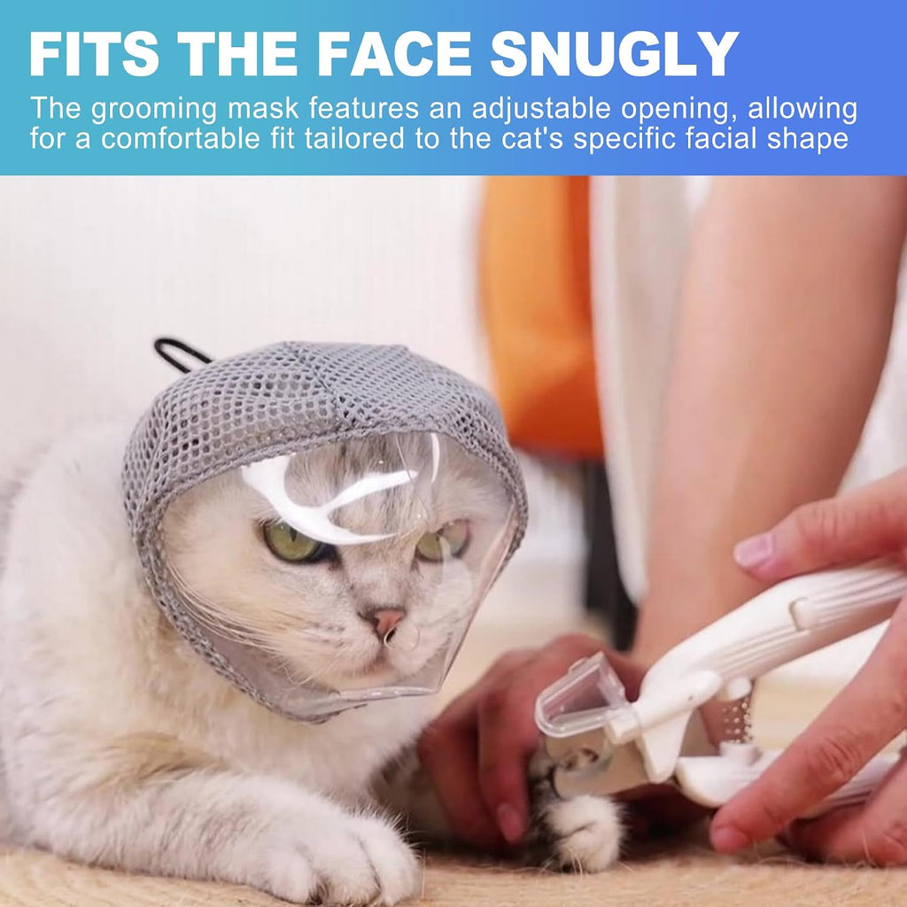 CoguZed 5 Pack Adjustable Cat Muzzle for Grooming, Breathable Anti-Bite Cat Muzzles for Cats, Grooming Muzzle with Paw Covers for Nail Trimming Vet Visits Bathing