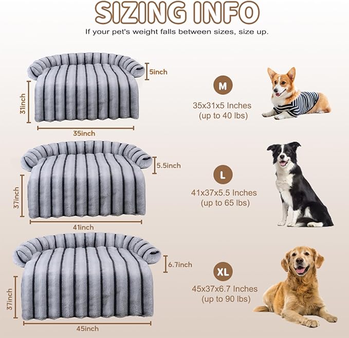 Large Dog Couch Bed, Fluffy Washable Couch Protector - Image 5