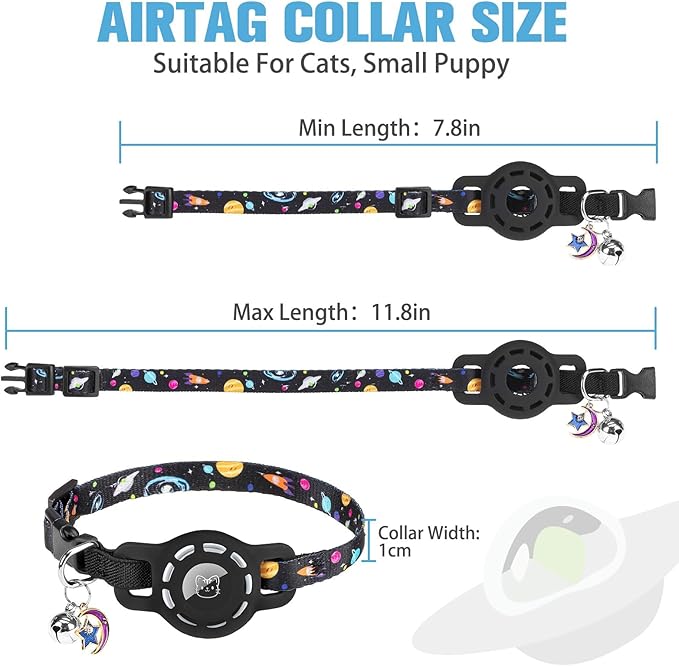 BINGPET AirTag Cat Collar with Bells, Upgraded Safety Elastic Cat Collar with - Image 2