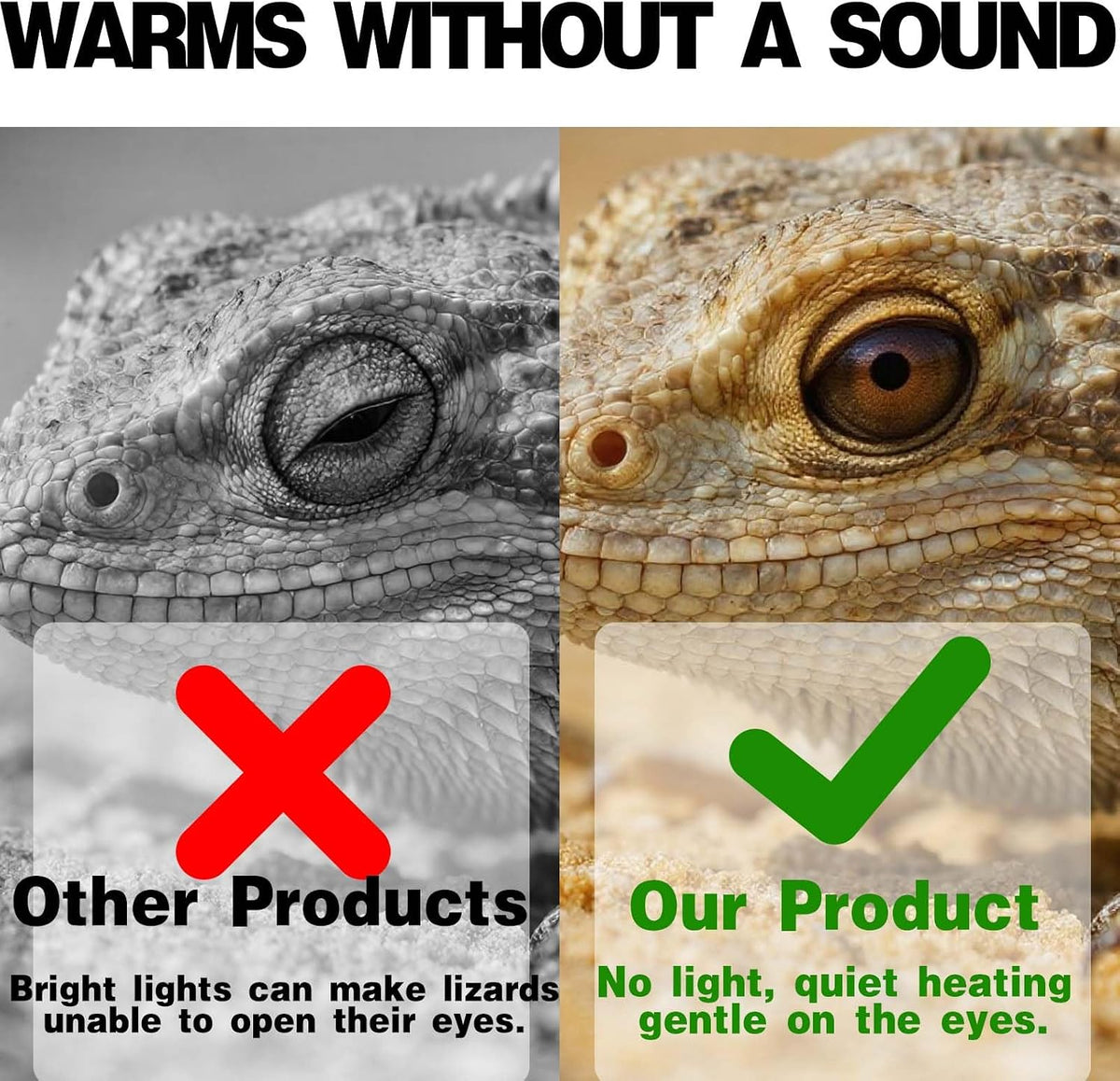 50W Reptile Heat Lamp(2-Pack) Ceramic Heat Emitter- Non-Light Emitting, 24/7 Safe Heating for Terrariums, Brooders & Incubators-Turtle Lizard Bearded Dragon Snake Small Pets E26