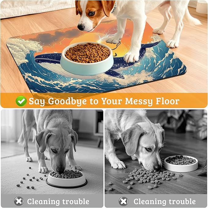 Dog Bowl Mat, Cat Shark Pet Feeding Mat - Image 4