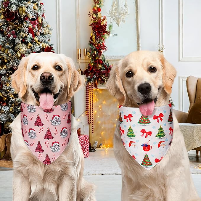 Cute Christmas Dog Bandanas Small 2PCS, 4 Pattern Holiday Scarf - Image 4