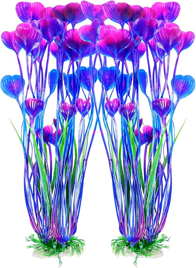 AQUANEAT Artificial Fish Tank Plants, Plastic Aquarium Accessories Large by Aquaneat