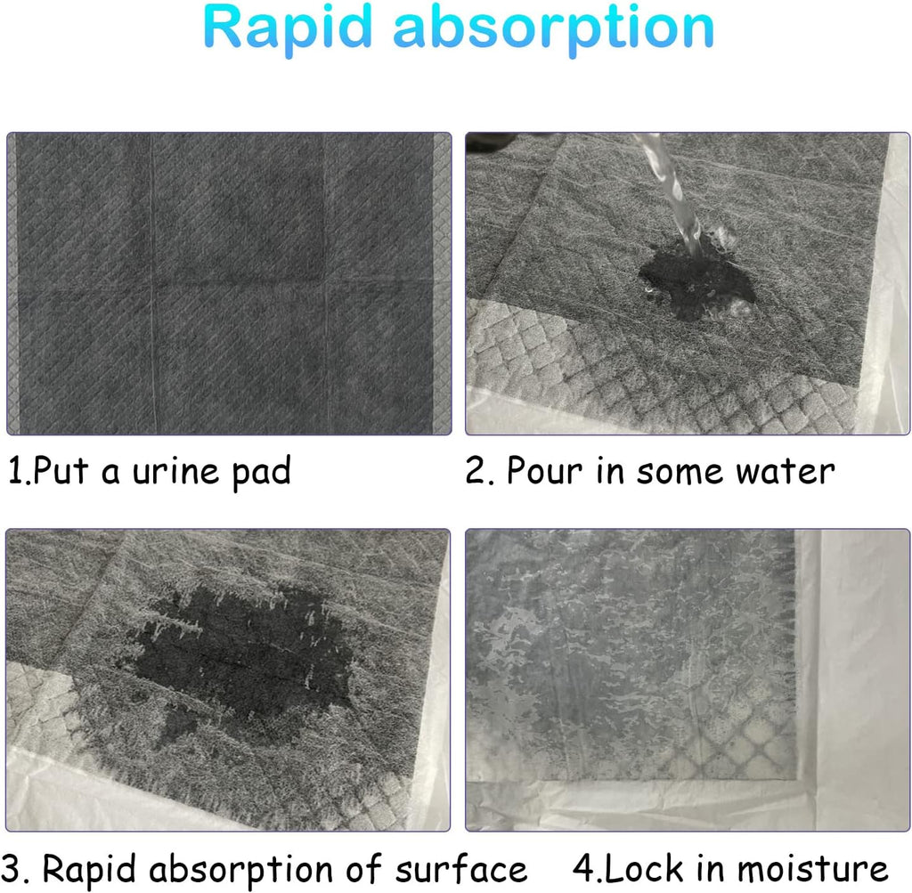 100 Pcs Disposable Rabbit Pee Pads,Pet Pees Pad Cage Black Carbon Liner,Super Absorbent Leak Proof Cushion Reduce Odor Bunny Training Accessories for Kitten Puppy Hamsters Hedgehog