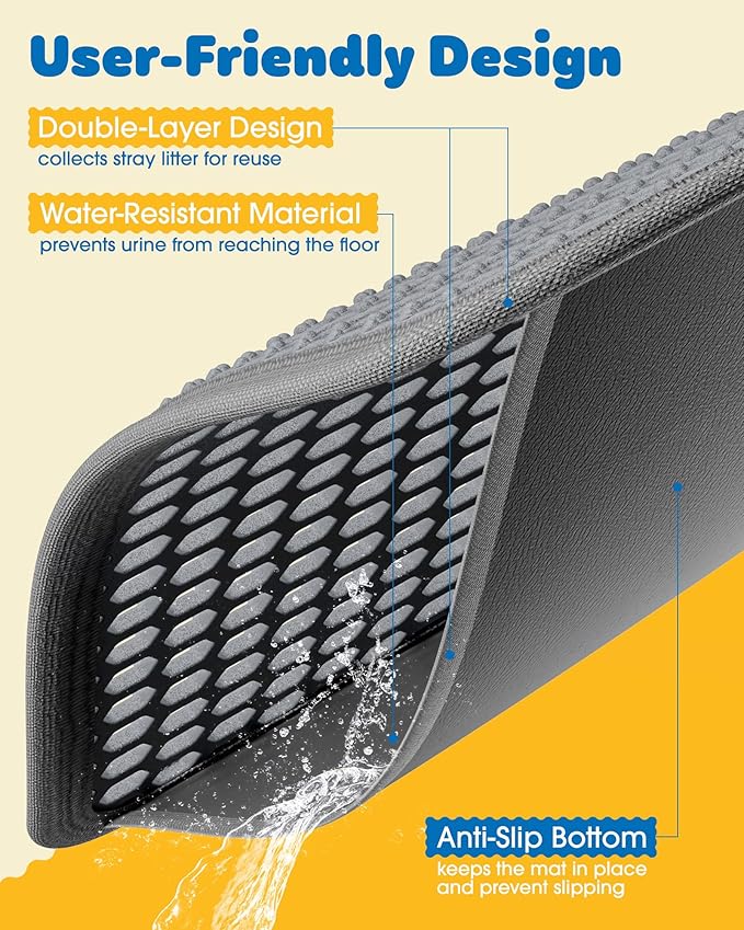 Cat Litter Mat - 23.2'' x 14.6'' Small Litter Trapping Mat, Waterproof - Image 5