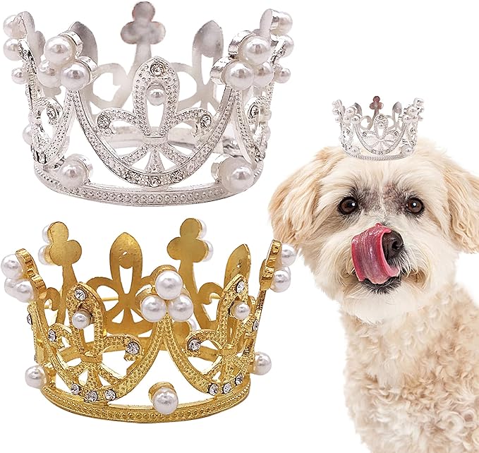PET SHOW 2pcs Small Dog Crown Headband Puppies Rabbit Cat Hat - Image 5