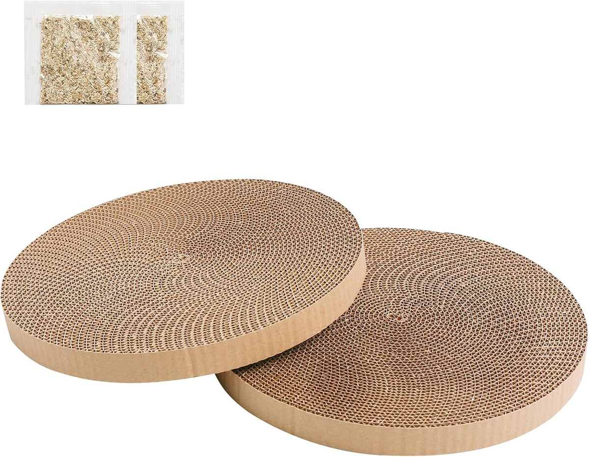 Round Cat Scratcher Refill 10 inch Diameter 7/8 Inch Thickness Circle Cardboard Cat Scratcher Replacement Pads Cat Scratching Boardcat Scratcher Pad for Indoor，3 PCS