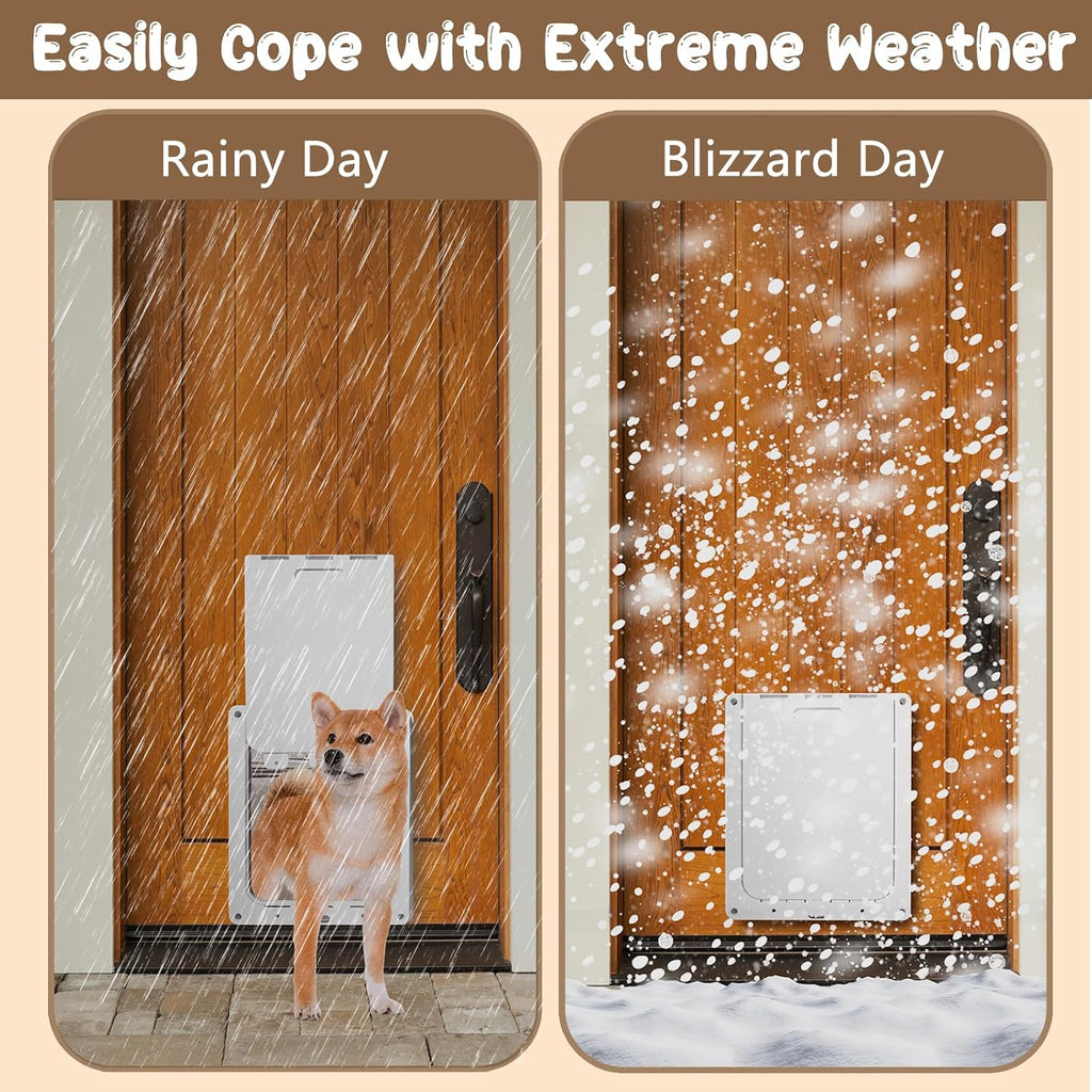 Never Rust Plastic Dog Door with Soft Clear Magnetic Flap and Snap-in Closing Panel, 12x14'' 2-Way Locking Pet Door for Doors and Walls up to 2.17'' Thick, Weatherproof Cat Door, Easy to Install (S)