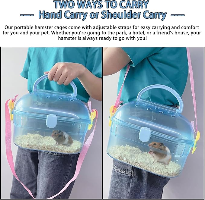 Portable Hamster Cage Syrian Hamster Carry Travel Cage - Image 3