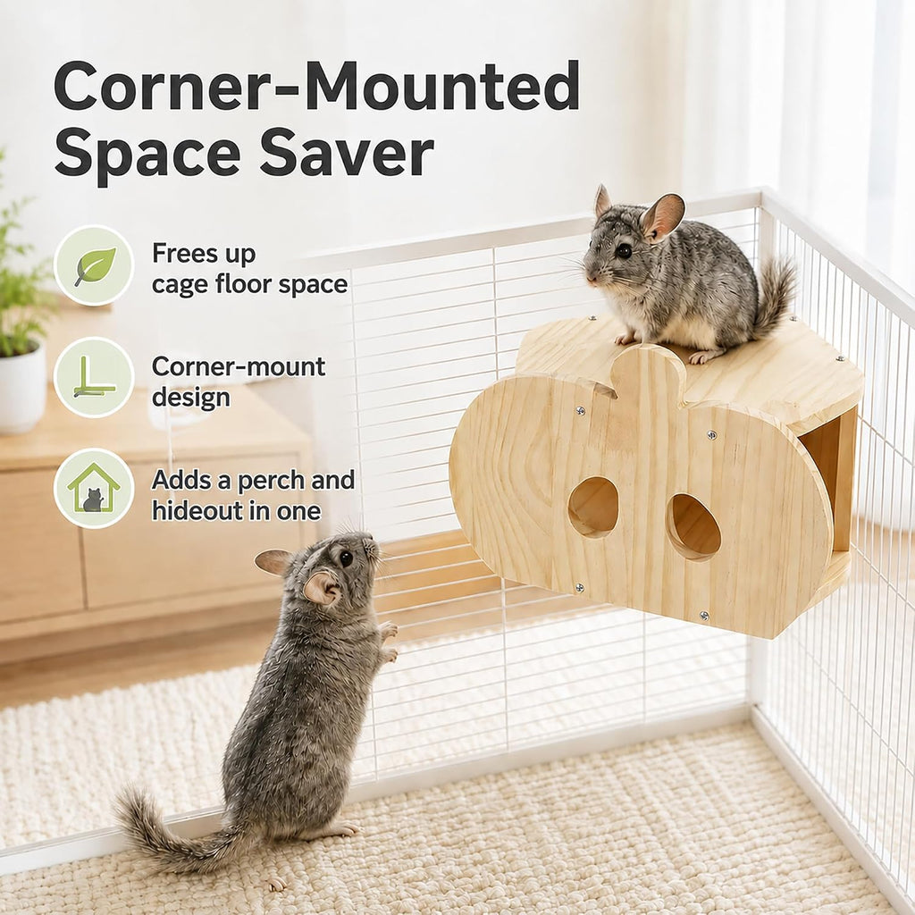 Chinchilla Hideout Wooden Chinchilla Cage Accessories Squirrel House Rabbit