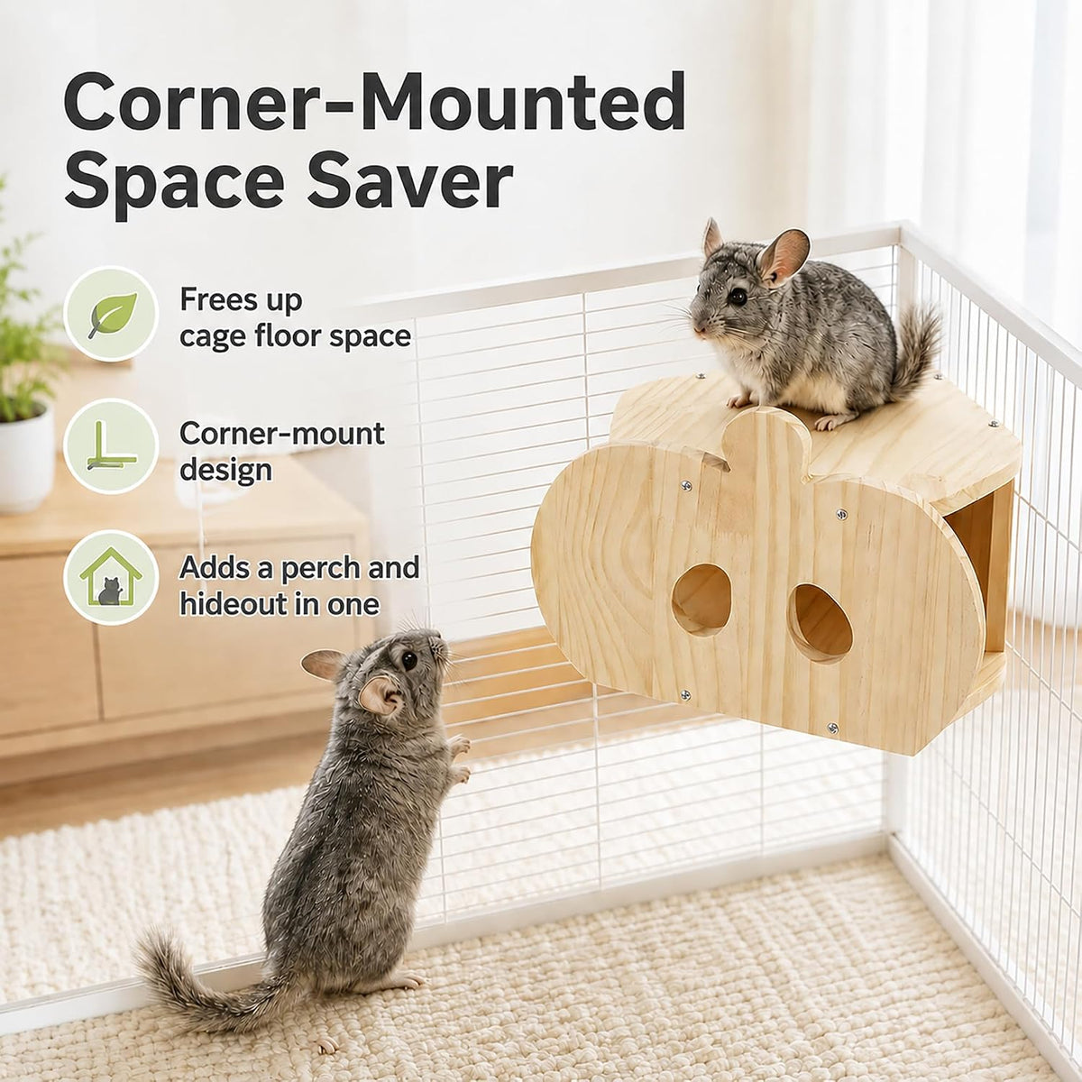 Chinchilla Hideout Wooden Chinchilla Cage Accessories Squirrel House Rabbit