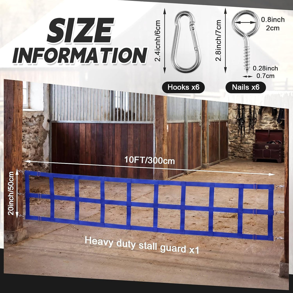 Zonon 10' x 20'' Adjustable Polyester Stall Guards for Horses, Blue