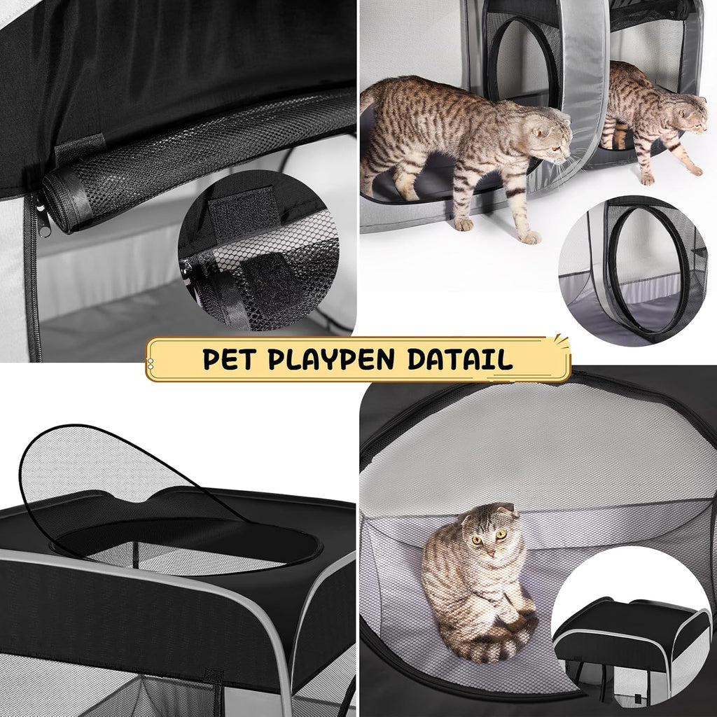Tailtastic Large Cat Playpen with Separate Areas,Outdoo&Indoor Cat Enclosures,Portable Pet Playpen for Indoor Cats,Puppy and Small Animals, Dog Playpen with Carrybag.