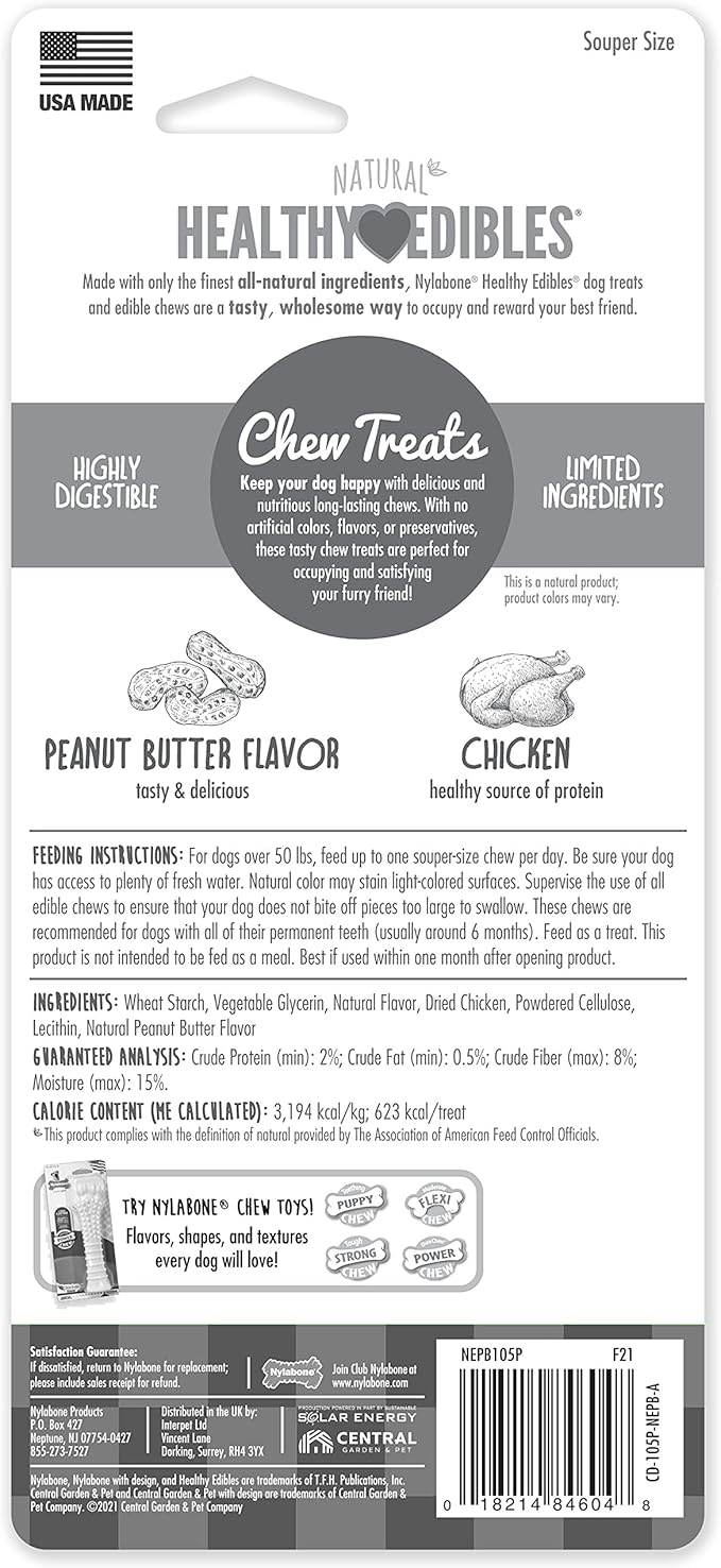 Nylabone Healthy Edibles Natural Dog Chews, Long Lasting Bones - Image 7