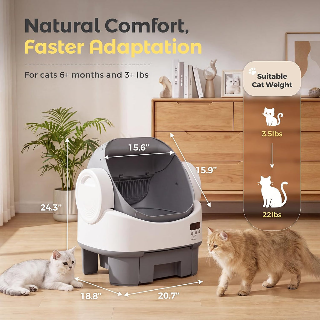 Greesum Open-Top Automatic Self-Cleaning Litter Box for Multiple Cats