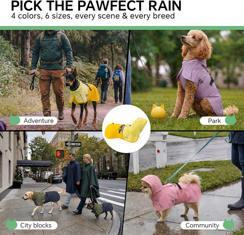 Luciphia Dog Raincoat, Adjustable Hooded Reflective Jacket with Pocket