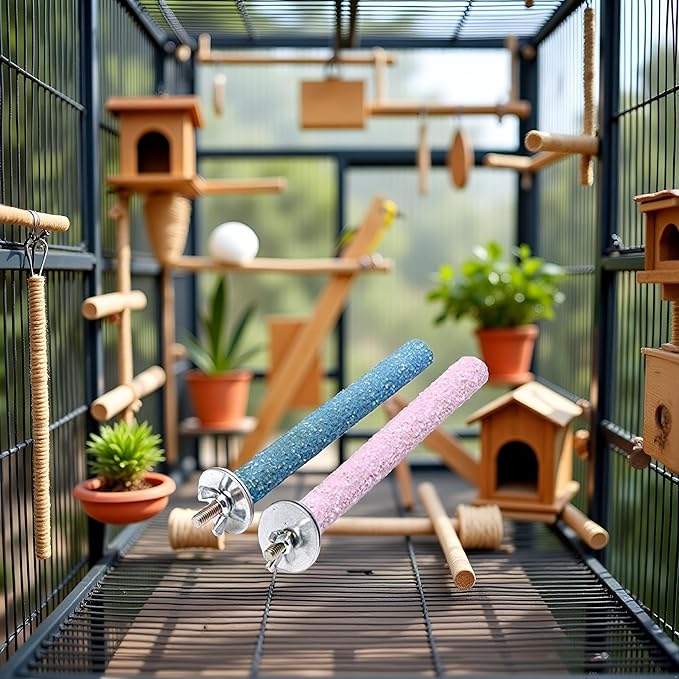2 Pcs Multi-Color Random Bird Perch Stand Toy Wood Parrot Perch Stand Grinding - Image 6