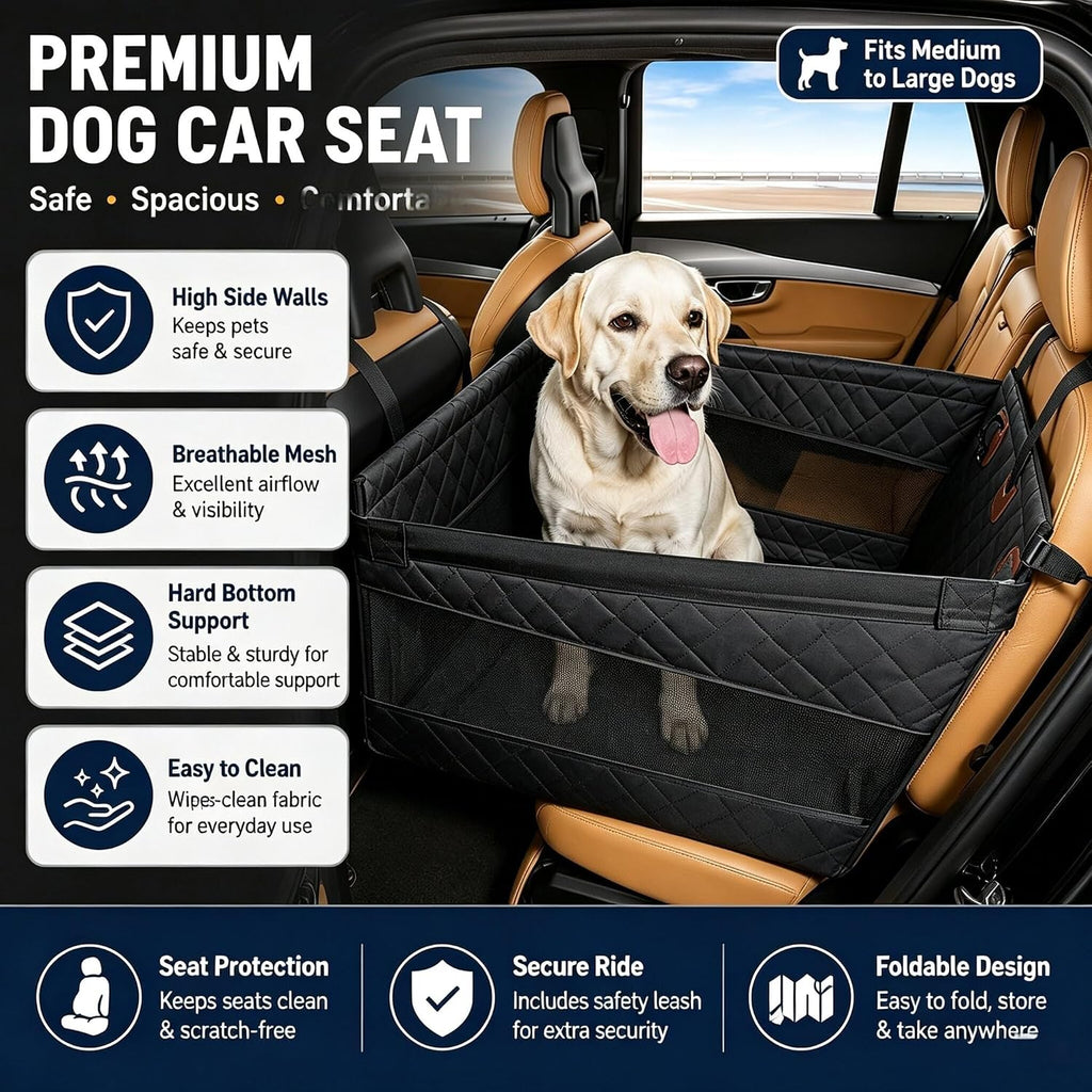 Pet Car Seat Cover, Rear Seat Dog Cover, seat Cover/Waterproof/pet Hammock, Suitable for Small, Medium Dogs. Pet seat Protectors for Trucks, sedans and SUVs, Black 02