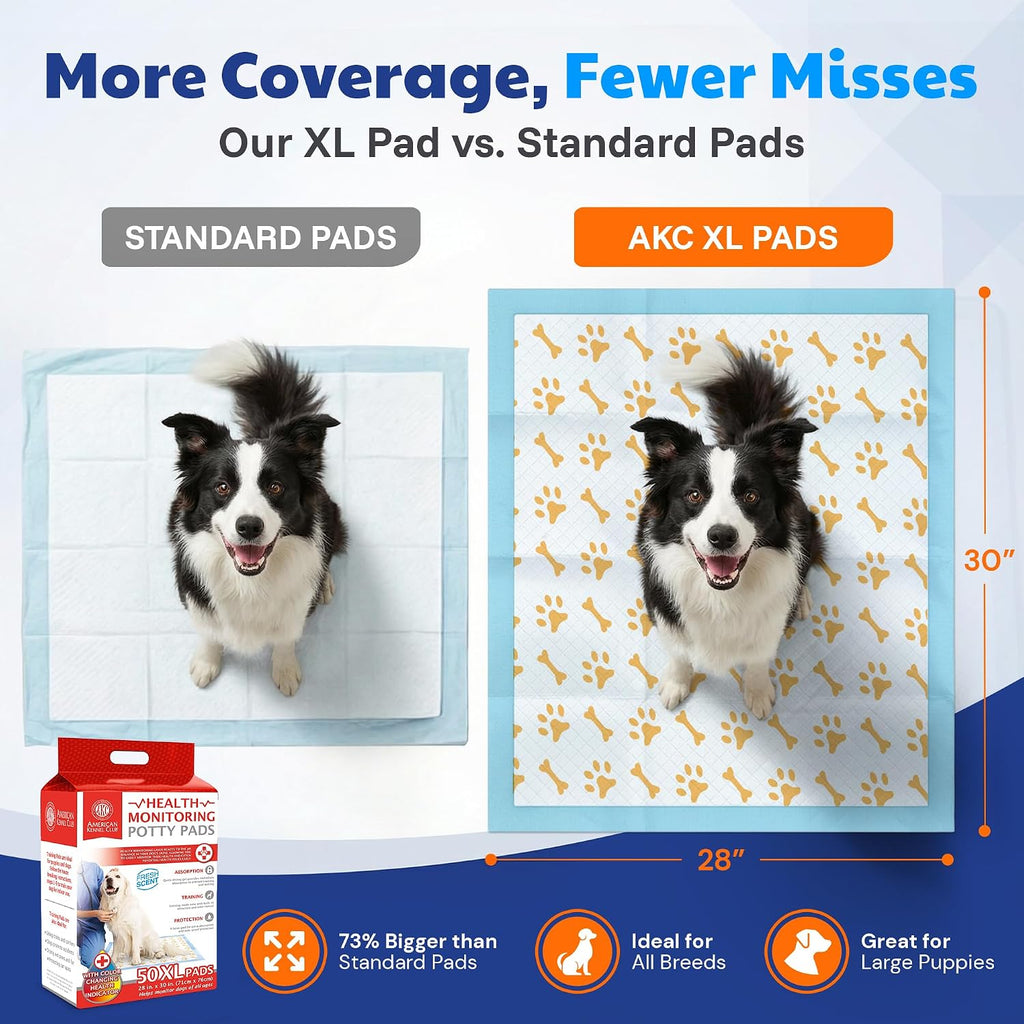 AKC Health Monitoring Dog Training Pads, XL 28" x 30", Fresh Scent, 50 Ct