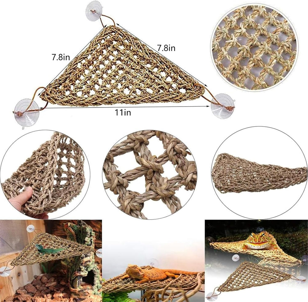 Hamiledyi Bearded Dragon Tank Accessories Lizard Hammock Climbing Jungle Vines Adjustable Leash Bat Wings Flexible Reptile Leaves with Suction Cups Reptile Habitat Decor for Gecko,Snakes,Chameleon
