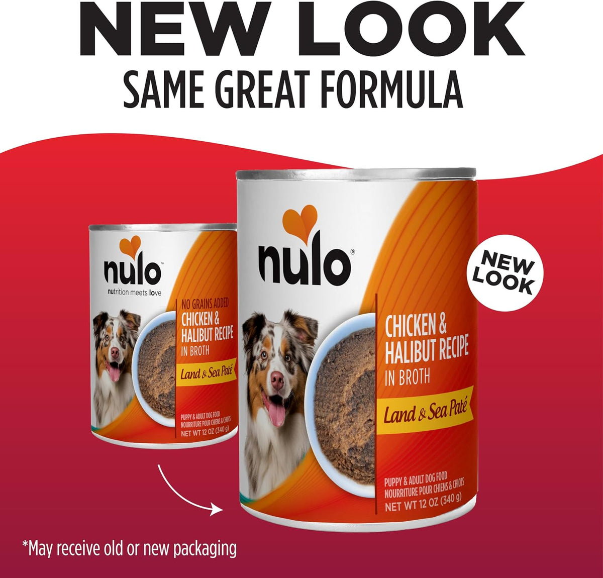 Nulo Land & Sea for Adult Dogs & Puppies Chicken & Halibut Recipe in Broth 12 Ounce Cans, Pack of 5