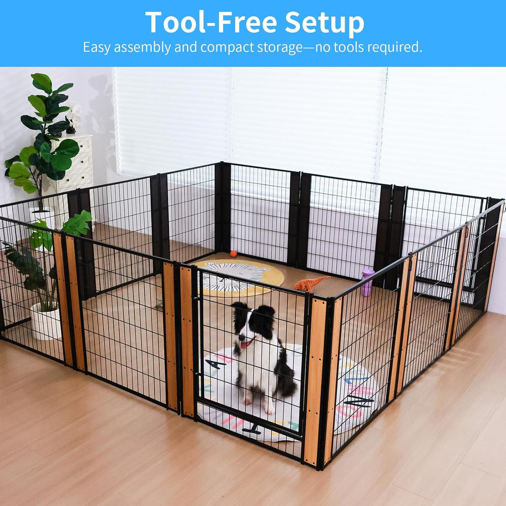 Furniture Style Dog Playpen 32" H, 10 Panels, Oak