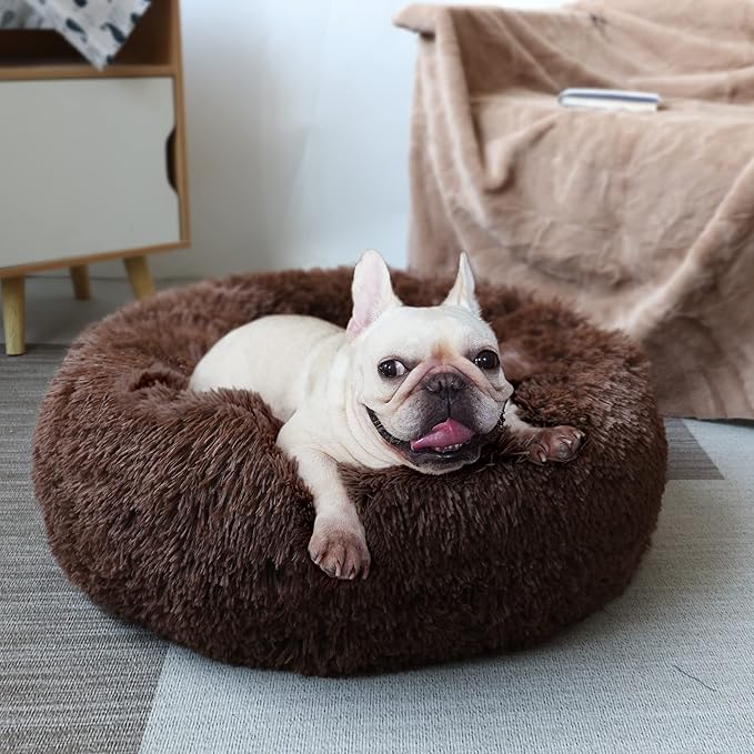 Calming Donut Dogs Beds for Small Dogs Washable, 23inch Plush Round Pet Bed for - Image 4