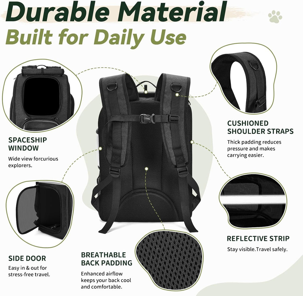 Apollo Walker Cat Carrier Backpack, Spacious, Stable and Breathable, Black