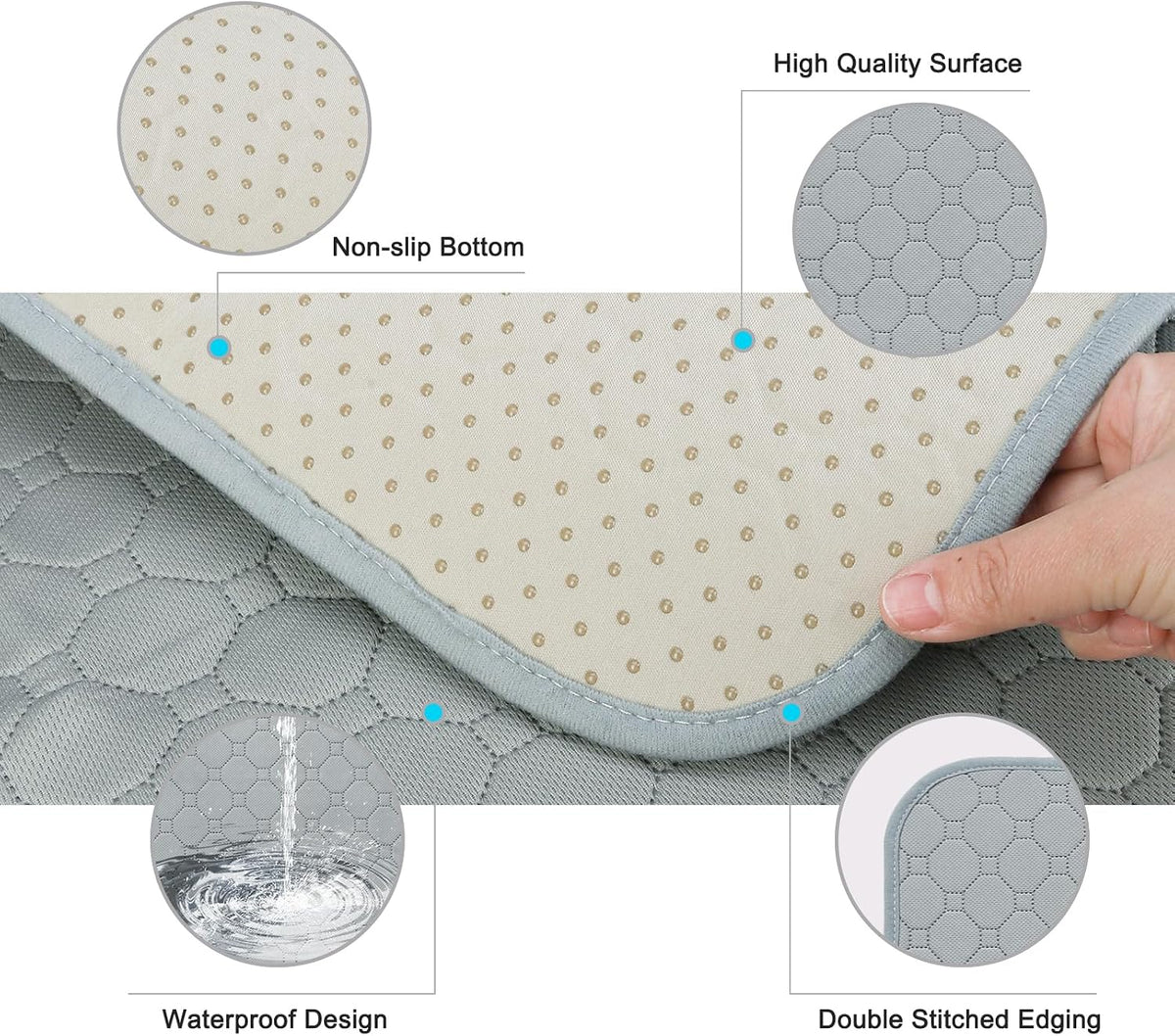 PAWCHIE Guinea Pig Cage Liners, Washable Guinea Pig Bedding for Midwest Cage 2 Pack 47"X24", Reusable Anti Slip Waterproof, Absorbent Guinea Pig Pee Pad for Small Animal, Rabbit, Bunny, Chinchilla