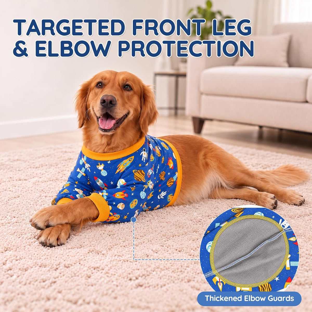 Dog Surgery Recovery Suit with Front Leg Elbow Protector