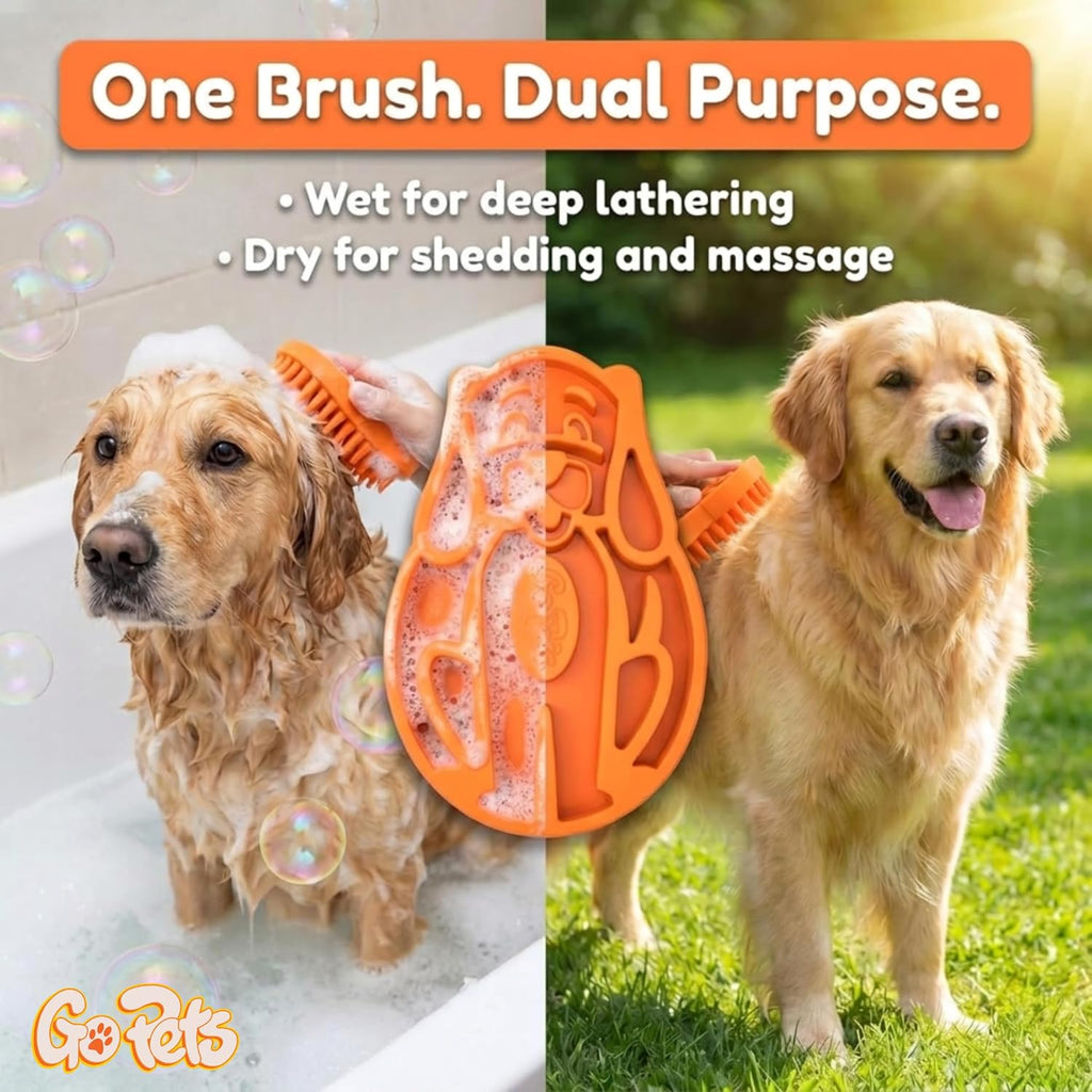GoPets Curry Comb Pet Bath Brush for Cleaning & Grooming Dogs & Cats