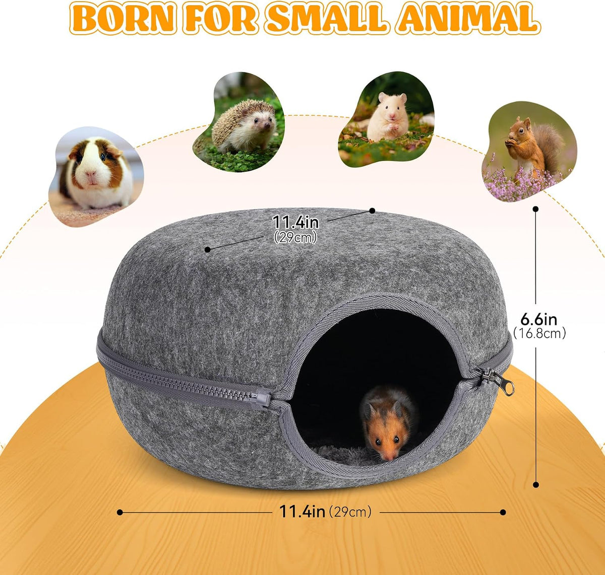 Guinea Pig Hideout, Double Function Guinea Pig Bed with Soft Cushions, Small Animal Cage Accessories for Guinea Pigs, Hamsters, Hedgehogs, and Ferrets (Dark Grey & Light Grey)
