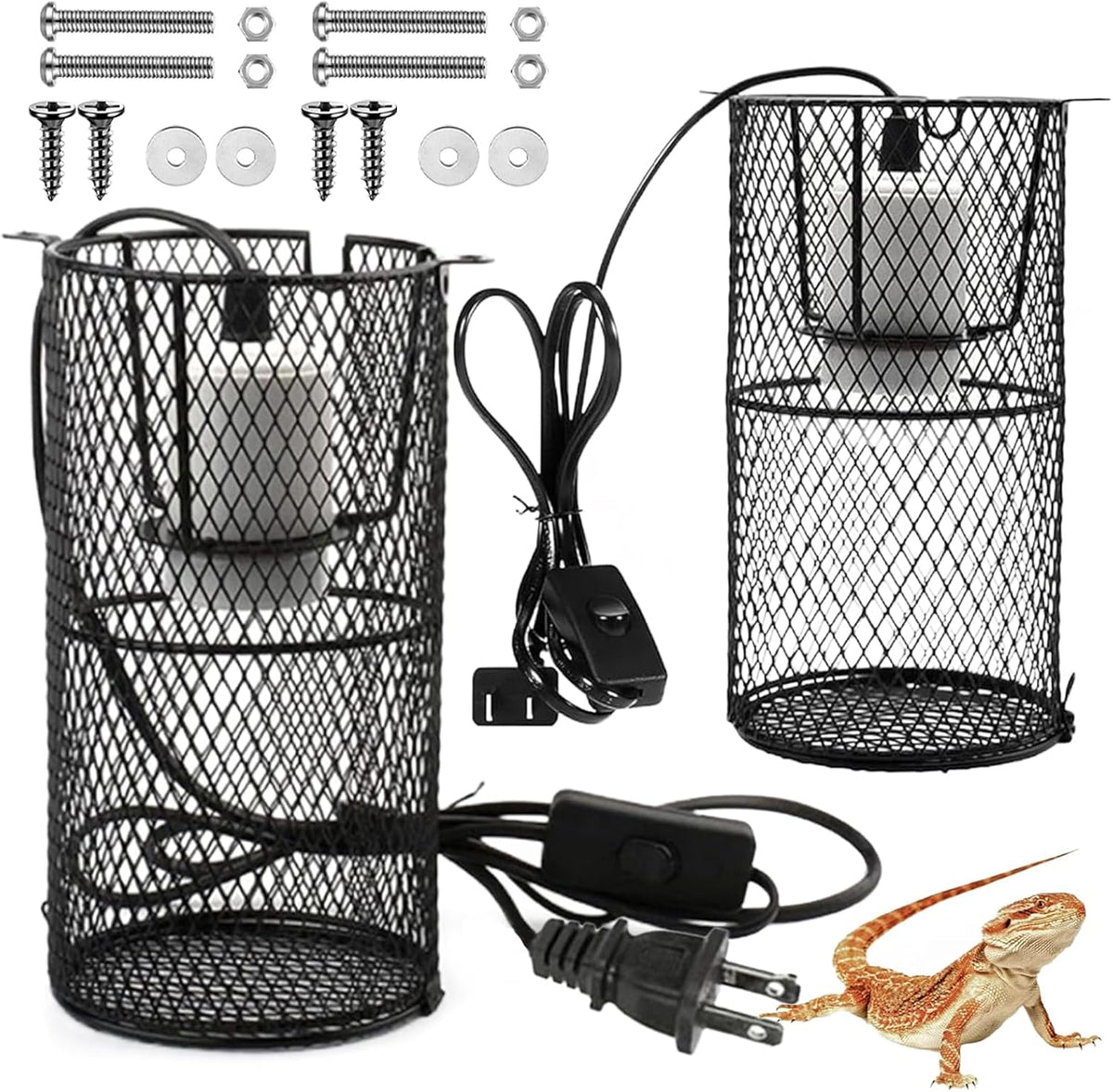 2 Pcs Reptile Heat Lamp Guard Anti Scald,150w Ceramic Heat Emitter Holder