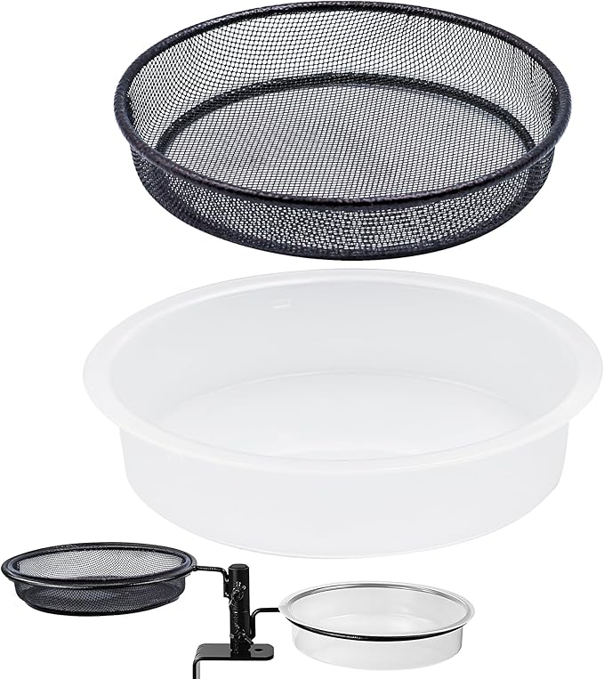 Bird Feeder Station with Metal Mesh Tray and Water Bowl by Unknown