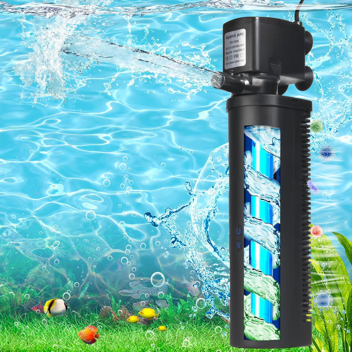 TARARIUM U-V Aquarium Filter for Fish Turtle Tank,Extra Large fit 80-300Gal