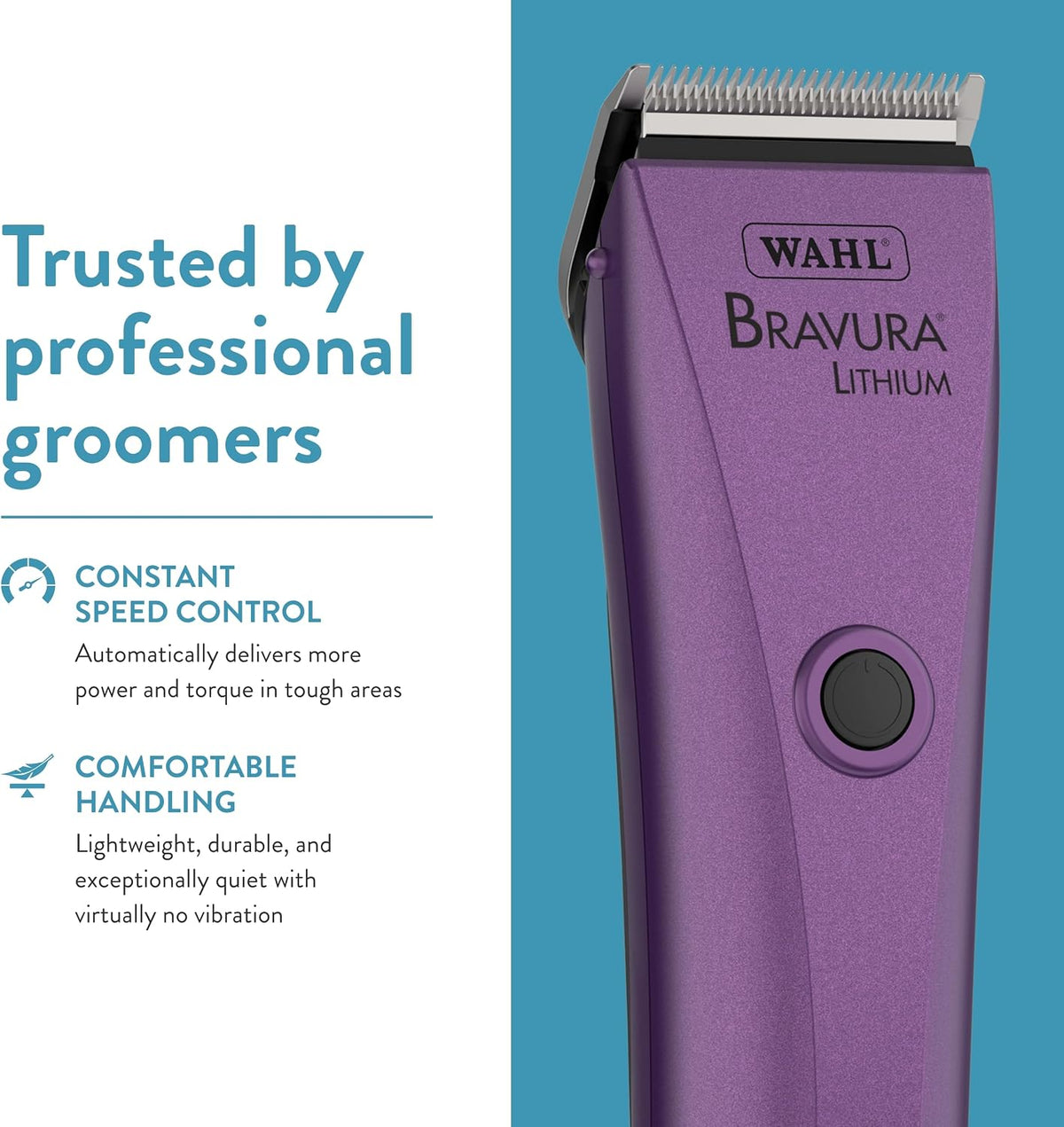 Wahl Professional Animal Bravura Lithium Ion Clipper, 41870-0423, Purple