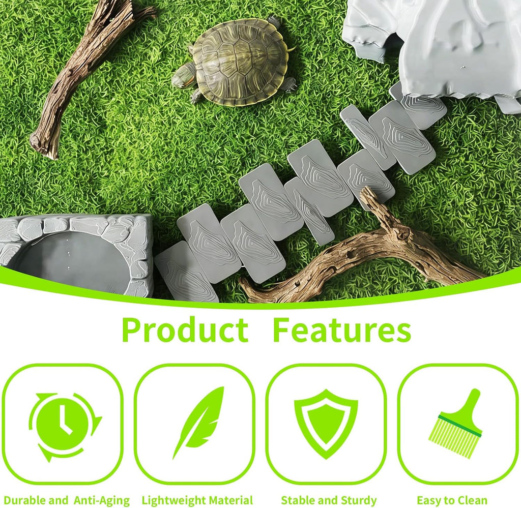 Frog Hideout, Toad Cave，with Water Bowl, Stepping Stones and Feeding Tweezers, for Horned Frogs, Turtles and Other Small Animals, Terrarium and Aquarium Decor.