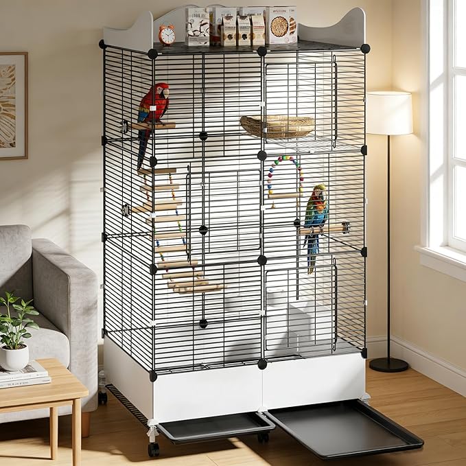 Encrypted Bird Cage Large Bird Cages 57-Inch, Top Storage Space, Bottom Splash - Image 6