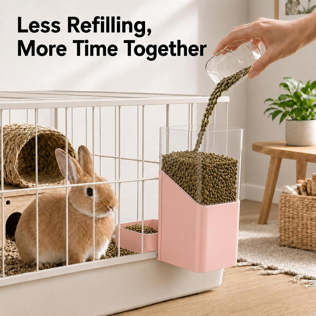 41 oz Hanging Gravity Feeder for Small Animal Cages Rabbit & Guinea Pig