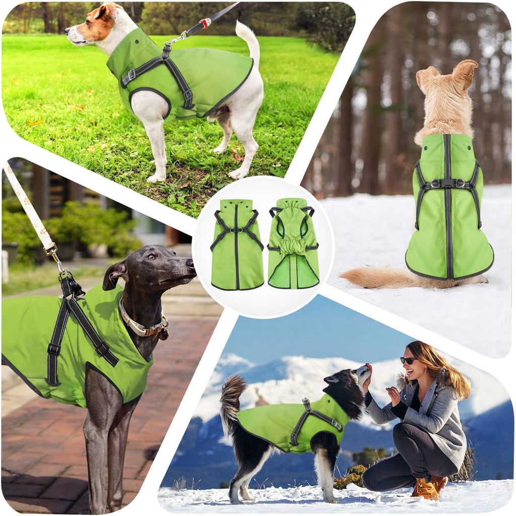 Dog Raincoat Waterproof Dog Hoodie Reflective Dog Raincoat Hooded Adjustable Rain Jacket for Small Medium Large Dogs Puppies (Green, L)