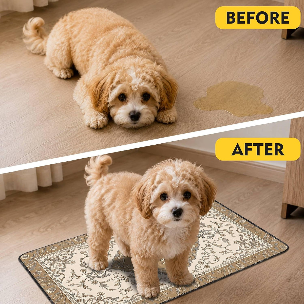 Boho Washable Pee Pads for Dogs & Cats - 2 Pack 24"x36" Ultra-Absorbent, Leak-Proof & Non-Slip Reusable Training Mats for Puppy, Senior Pets, Crate, Playpen, Whelping Box & Car Travel
