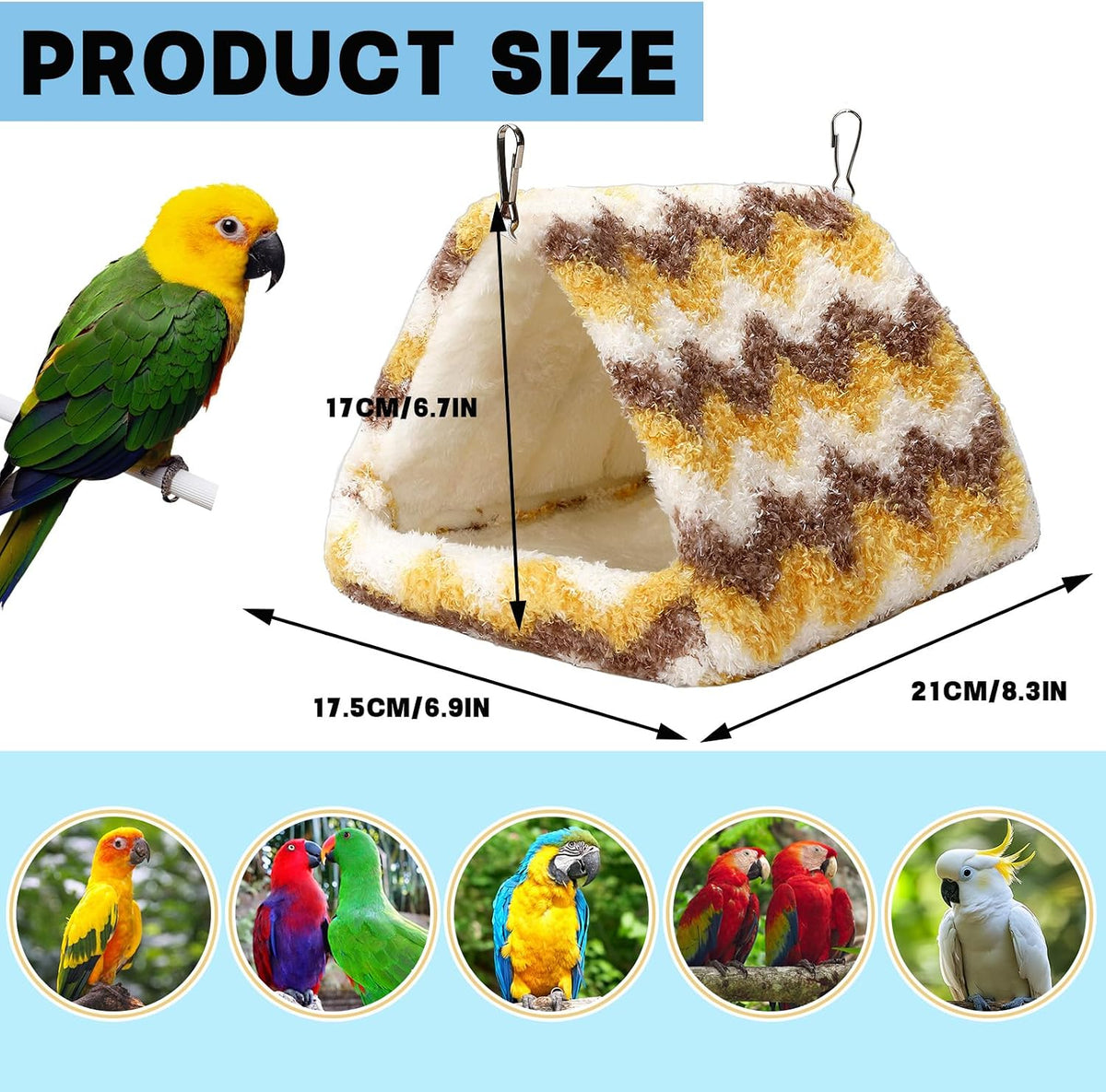 PETKNOWS 2 Pack Bird Nest House, Hanging Hammock Fluffy Parrots Bird Bed