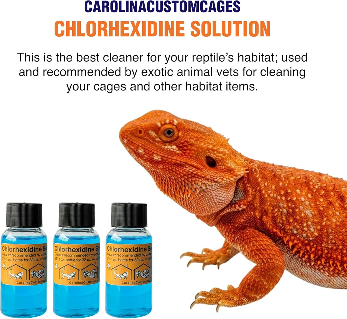 3 Refills of 32 oz Each, Chlorhexidine Solution 2%, Chlorhexidine Cleaning Solution, Chlorhexidine Spray for Reptile Habitats