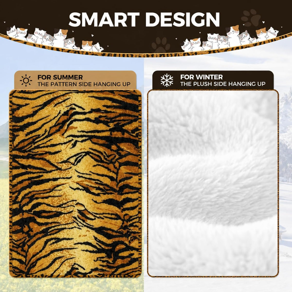 Jetec 2 Pack Cat Hammock for Cage, Zebra, Tiger Stripes, M